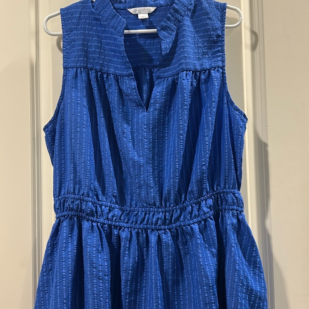London Times V-Neck band collar sleeveless ribbed dress elastic waist size XL
